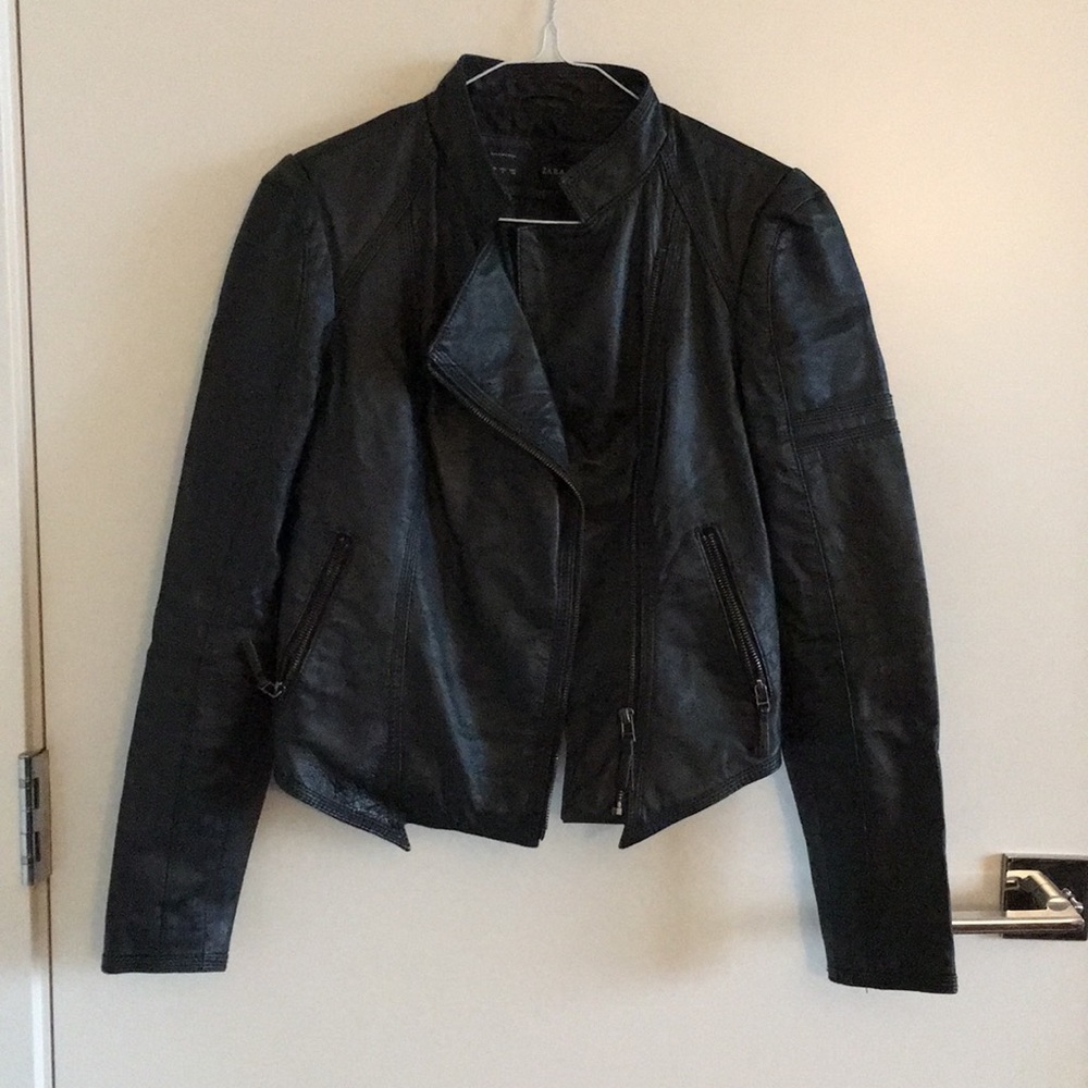 Zara Black Lambskin Leather Jacket